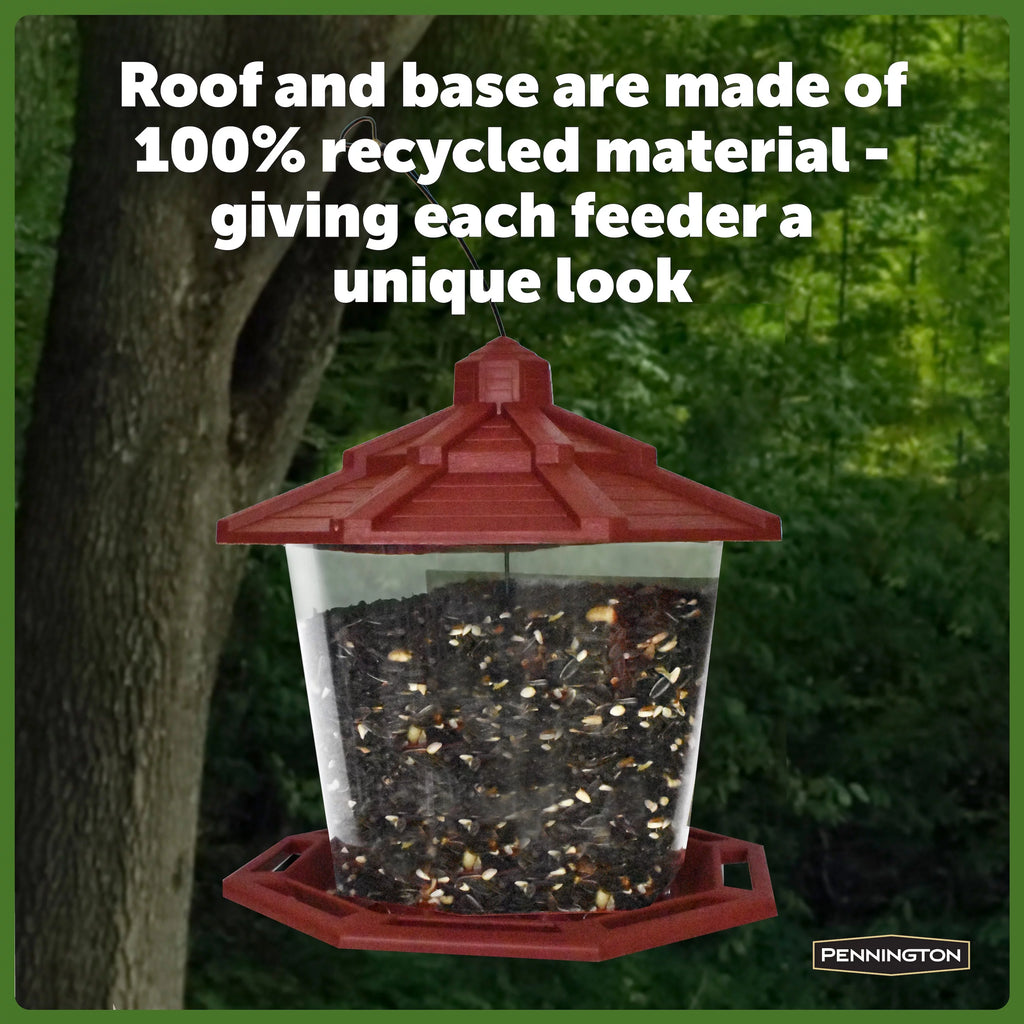 Red Recycled Plastic Wild Bird Hopper Feeder, 7 lb, 2 Pack W5740