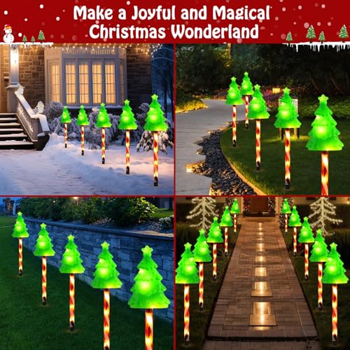 Solar Christmas Candy Cane Lights Outdoor, Pathway Stake Lights, 24 Pack G8137
