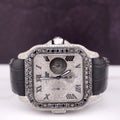 Cartier Santos 43mm Chrono Men's Steel Watch ADLC Iced 9ct Diamonds WSSA0017