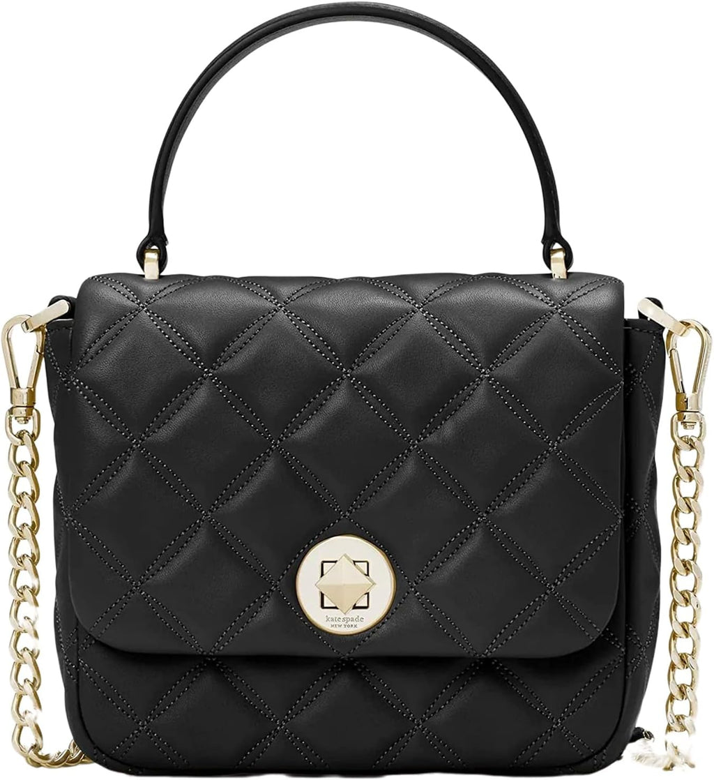 Kate Spade New York Natalia Quilted Leather Square Crossbody (Black)