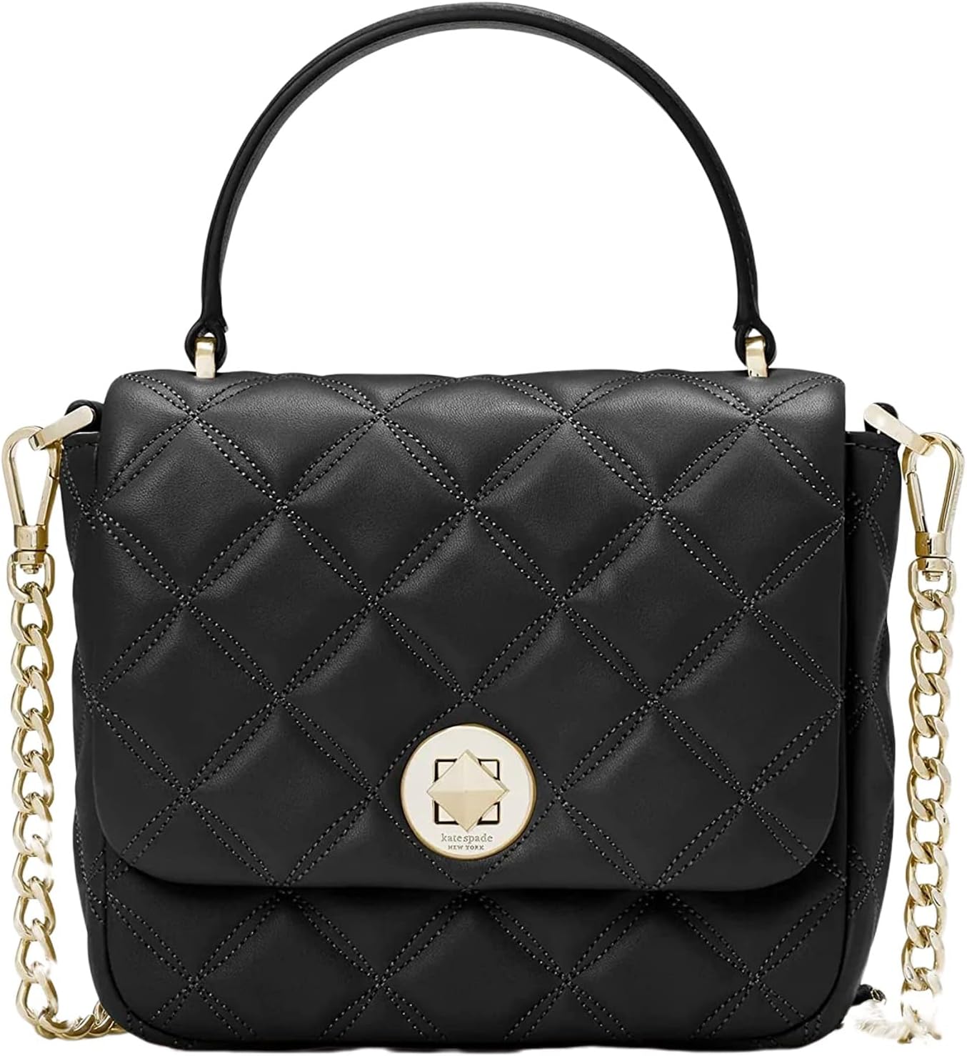 Kate Spade New York Natalia Quilted Leather Square Crossbody (Black)