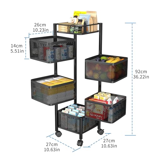 5 Tier Rolling Storage Cart with Wheels for Kitchen and Bathroom K950149