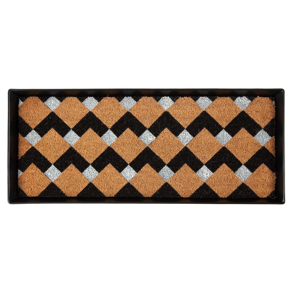 Metal Boot Tray with Chevron Coir Insert A75797