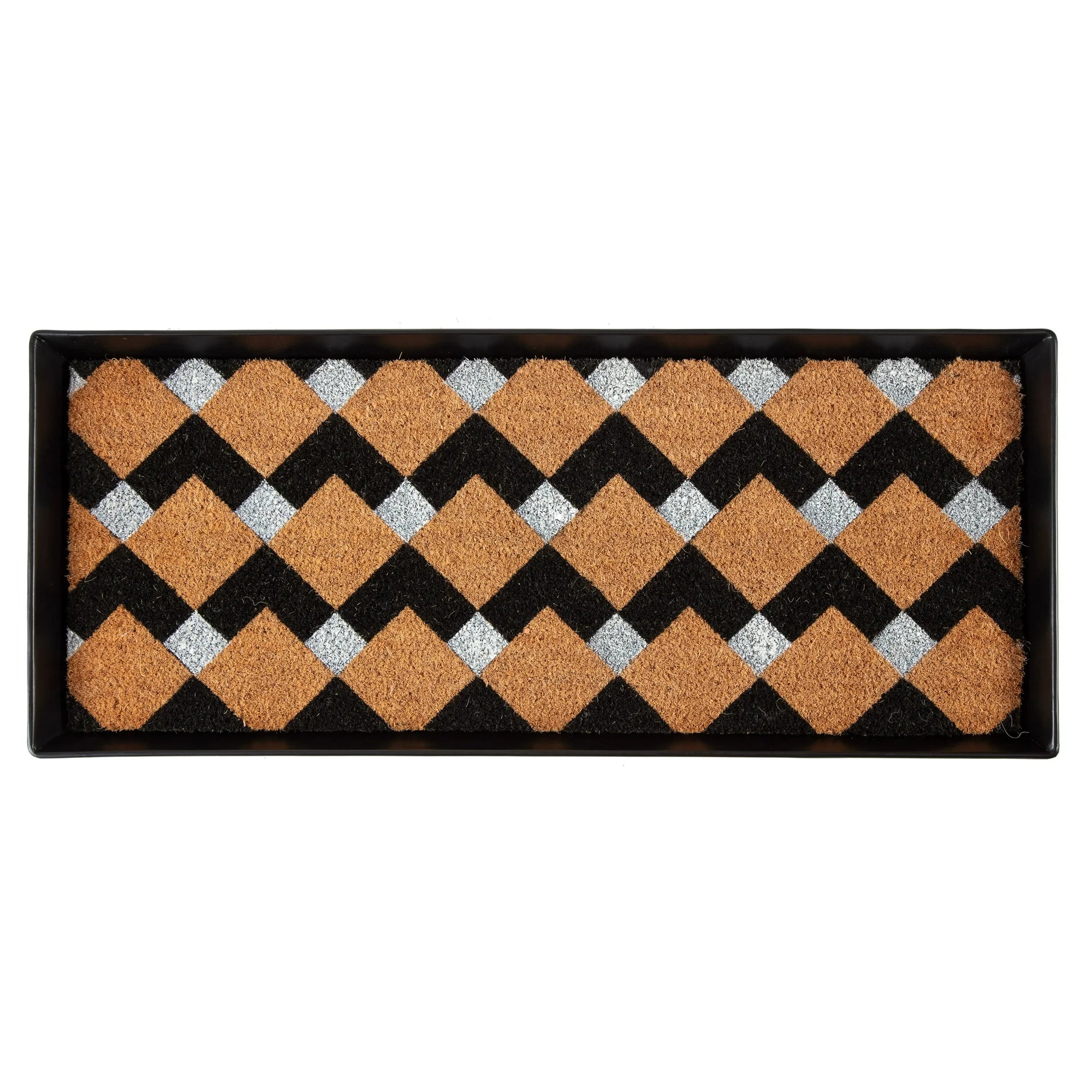 Metal Boot Tray with Chevron Coir Insert A75797