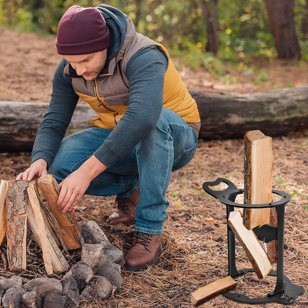 Wood Splitter Firewood Kindling Splitter Manual Log Splitter High-Carbon Steel Stand Chopper Cutter Heavy Duty Wood Splitting Wedge Portable Safely Easily Tools for Fireplace Barbecue Pack of 2 L569