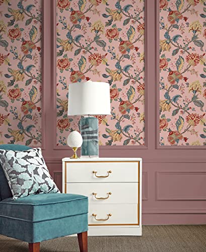 Victorian Jade Floral Prepasted Wallpaper D917696