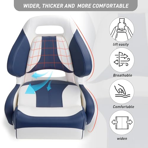 Pontoon Captain's Chair Sport Flip Up Boat Bucket Seat with Cover L8594
