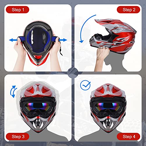 Off-Road Motorcycle Helmet with Goggle, Gloves & Mask V369861
