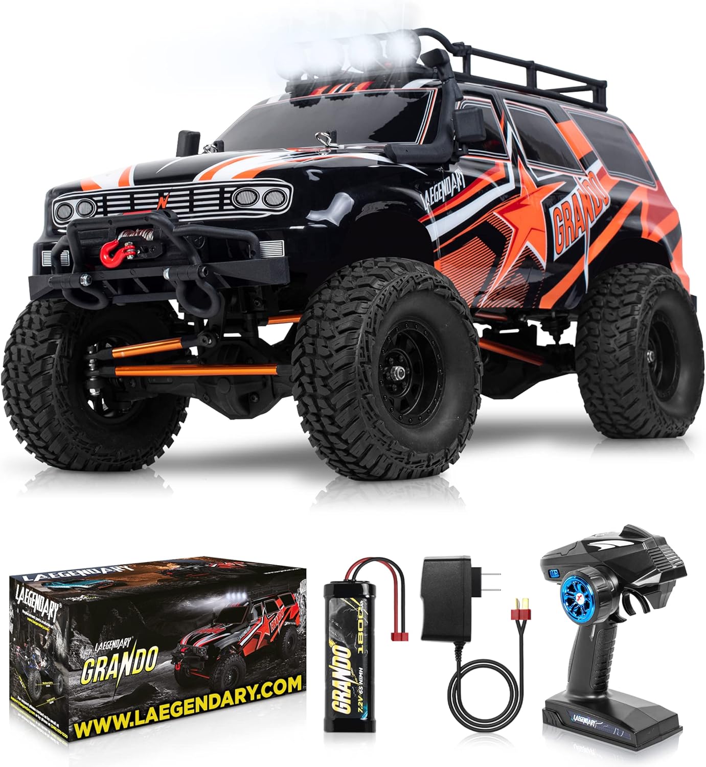 RC Car 4x4 Offroad Crawler Remote Control Truck, 1:10 Scale, Waterproof, Blue A7720