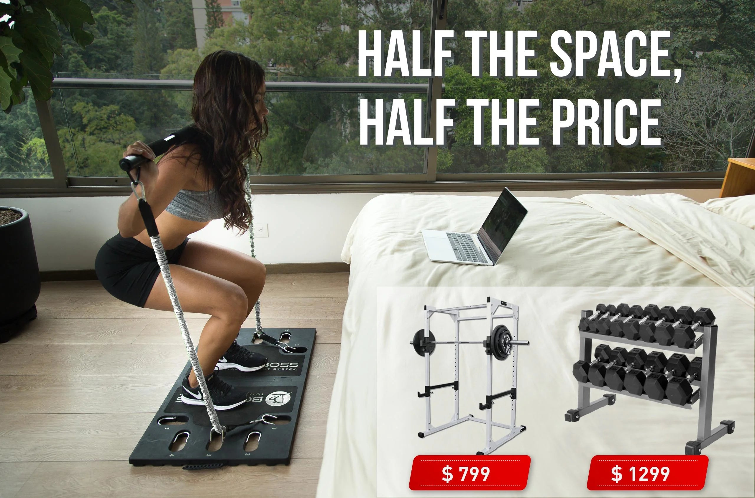 Home Gym 2.0 - Portable Full Body Workout Equipment - Silver (Refurbished) X239