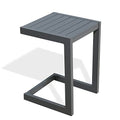 Ulax furniture Aluminum Patio Snack Side Table C Shaped Outdoor End Table Outside Small Table (Light Grey)