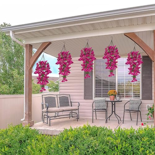 Artificial Hanging Bougainvillea Silk Flowers, UV Resistant, 2 Pack for Indoor Outdoor Decor B763379
