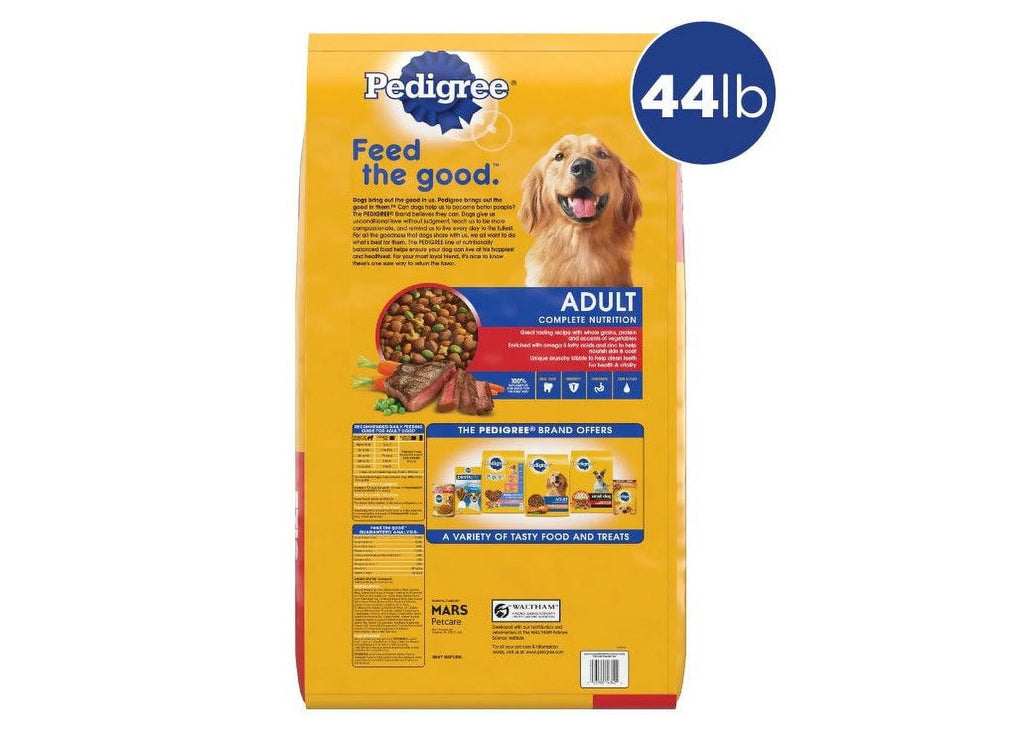 Adult Dry Dog Food, Grilled Steak and Vegetable Flavor, 44 lb O450