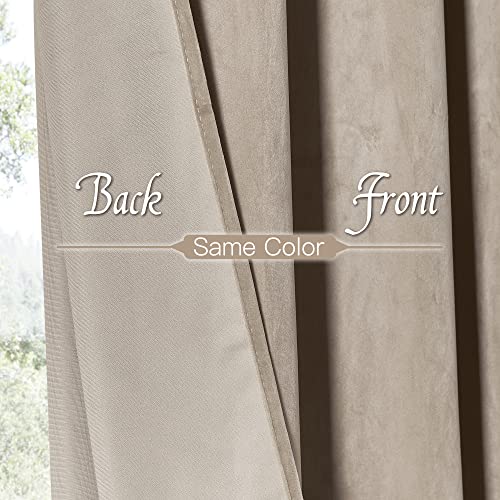 Grey Velvet Curtains 108 inch, Room Darkening Drapes for Bedroom Living Room, 2 Panels H4852