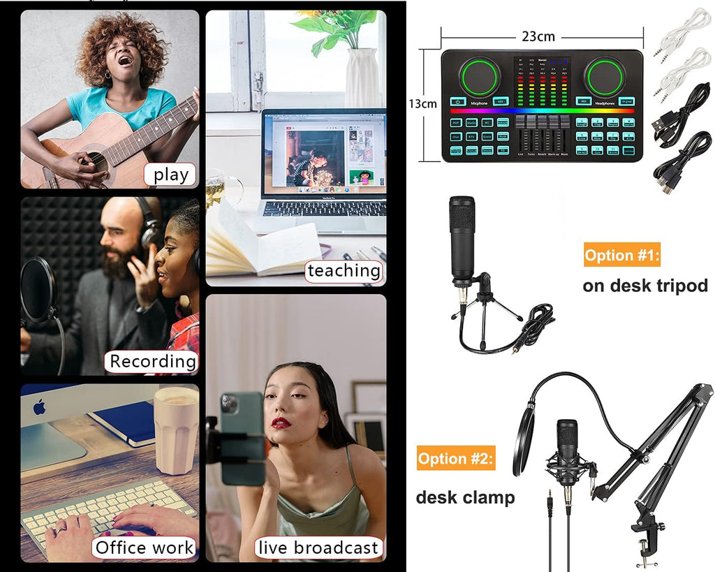 Podcast Equipment Bundle with Condenser Microphone for Live Streaming V420