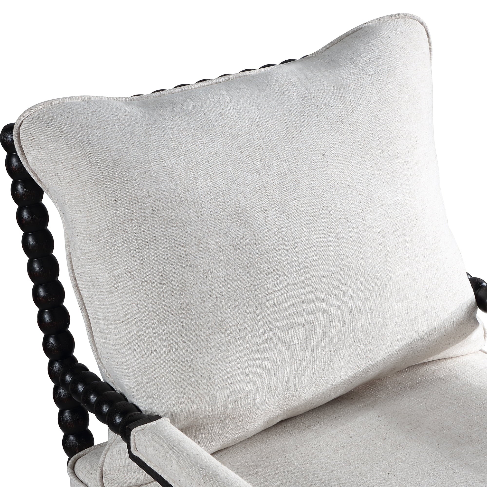 Upholstered Dining Chair with Linen Fabric and Wood Frame, Black and Beige N521953