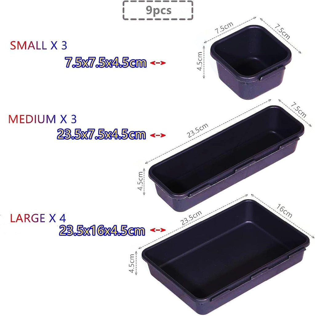 Clear Plastic Drawer Organizers Set, 3-Size Storage Bins for Bathroom, Makeup, and Kitchen D329486