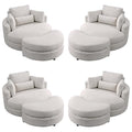 42.9" Oversized Swivel Accent Barrel Linen Tufted Upholstered Sofachair W/3 Pillows, Comfy Leisure Lounge Club Round Armchair Cozy Sofa & Chair for Home Apartment Office Hotel Living Room, Orange