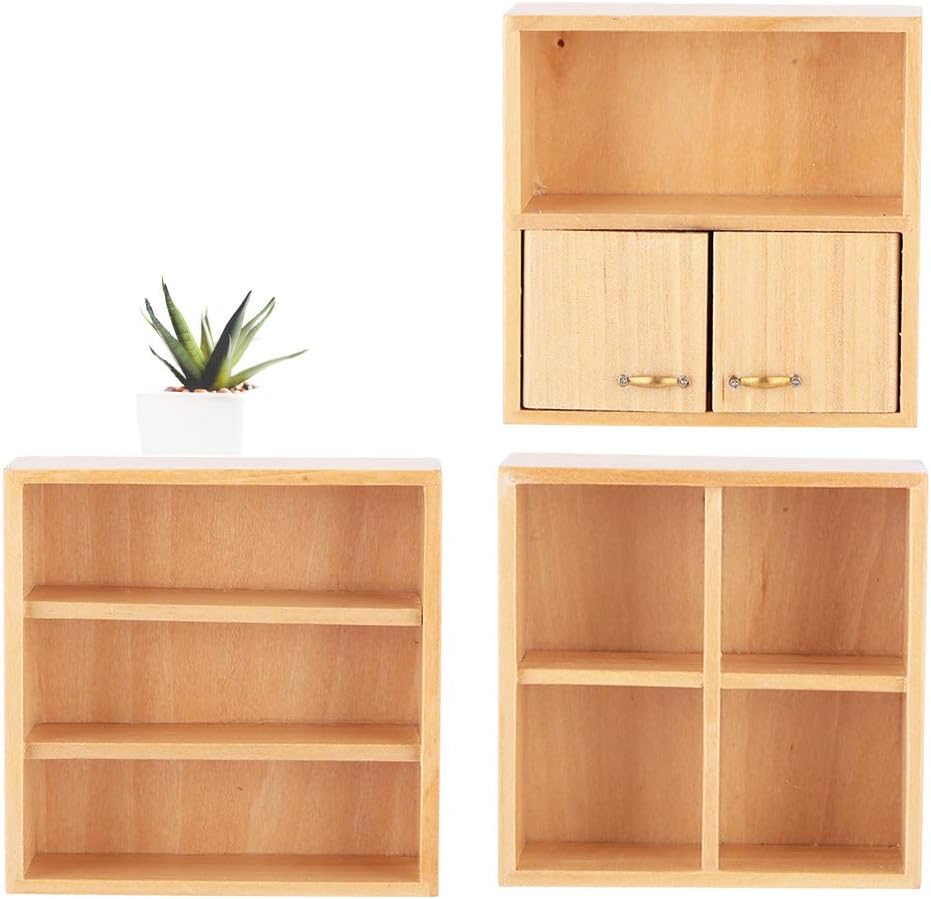 Dollhouse Cabinet Furniture Set, 4pcs Wooden DIY Dollhouse Accessories J24228