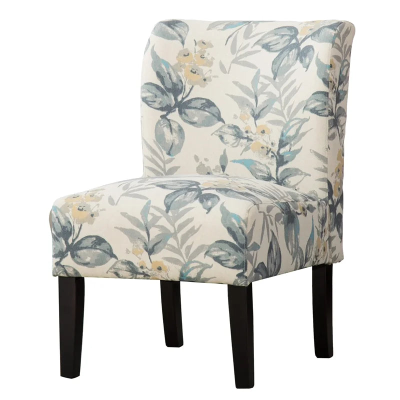 Blue Leaves Fabric Armless Accent Chair R383