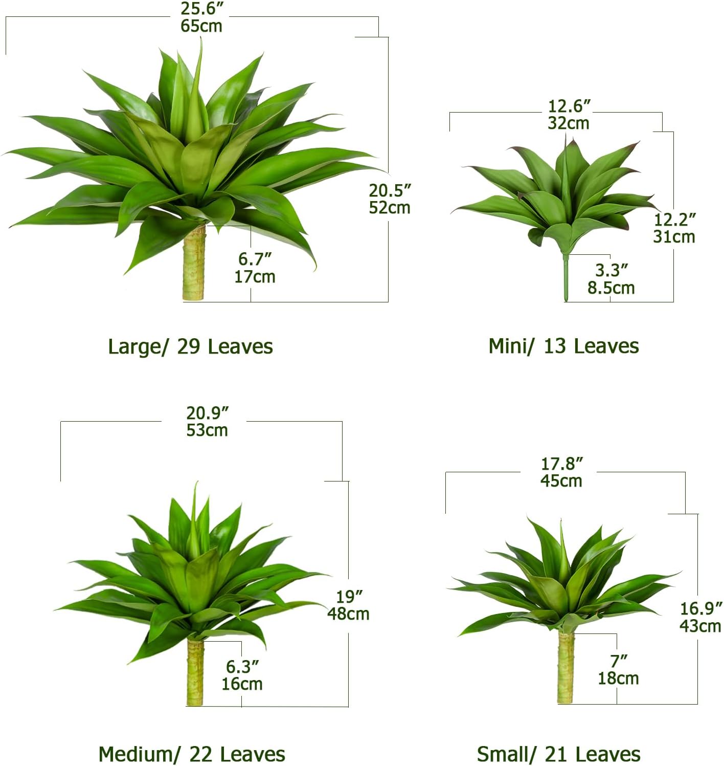 Large UV Resistant Artificial Agave Plants for Indoor Outdoor Decor (2 Pack, 28") X4433