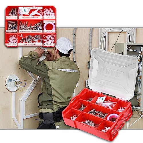 Mini Red Tool Box, Portable 5-Drawer Steel Tool Case with Liner F445