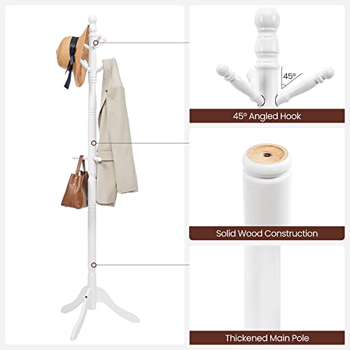 Solid Wood Coat Rack with 10 Hooks for Entryway and Hallway U802