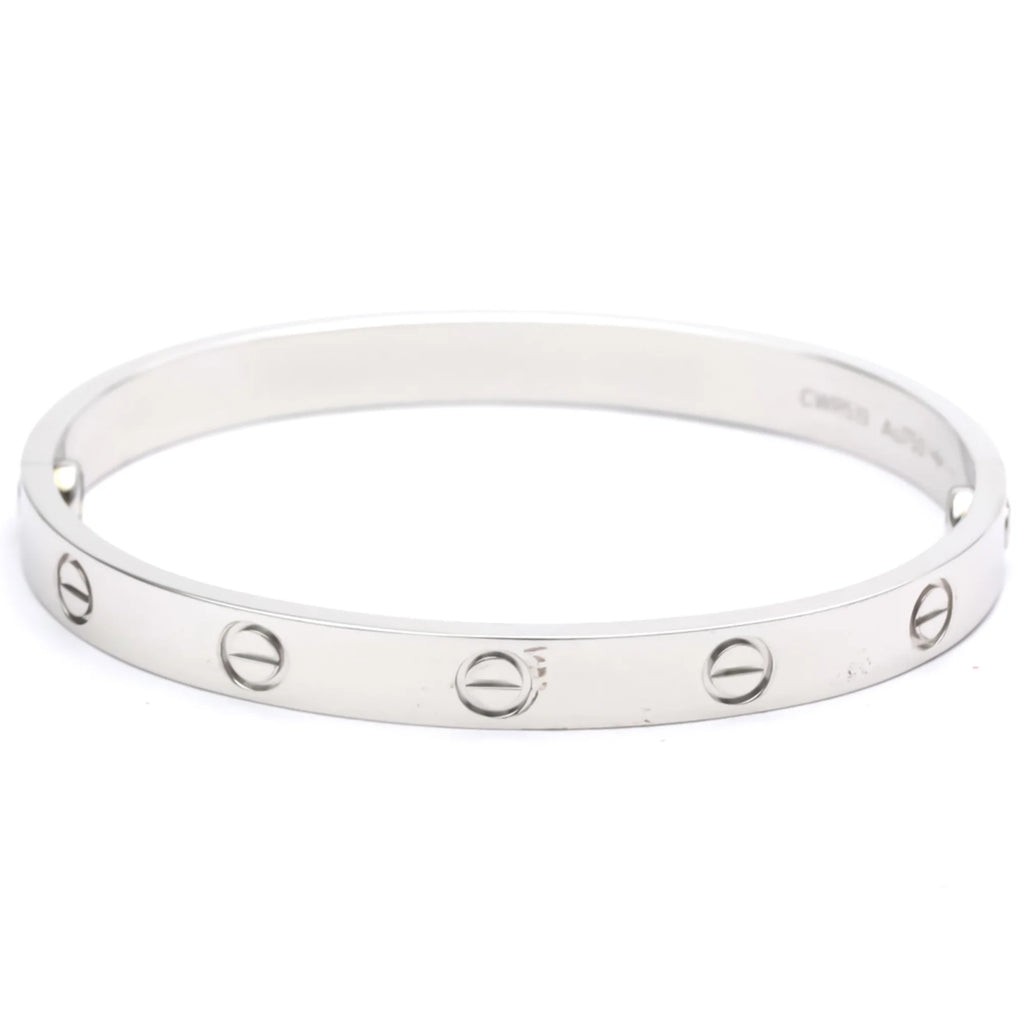 Authenticated Used Polished CARTIER Love Bracelet #17 18K White Gold Bangle BF553596