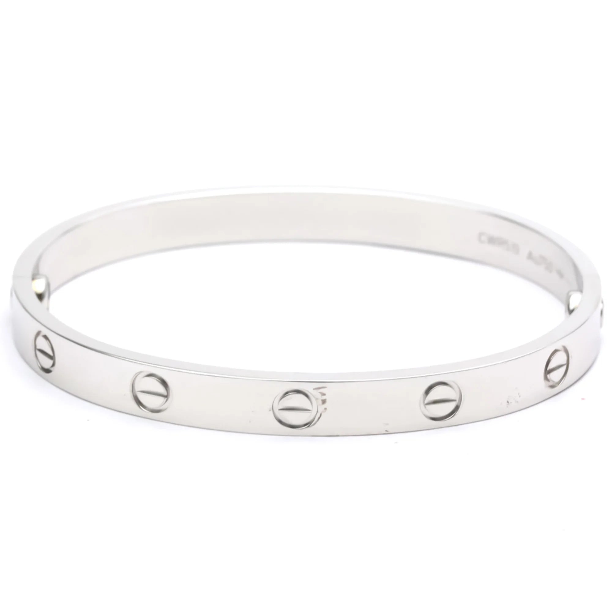 Authenticated Used Polished CARTIER Love Bracelet #17 18K White Gold Bangle BF553596