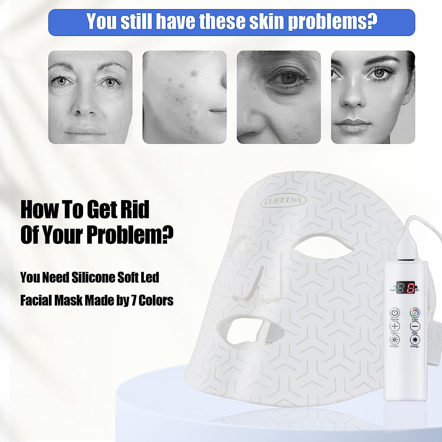 LED Face Mask, Rechargeable, Portable for Home and Travel U245141