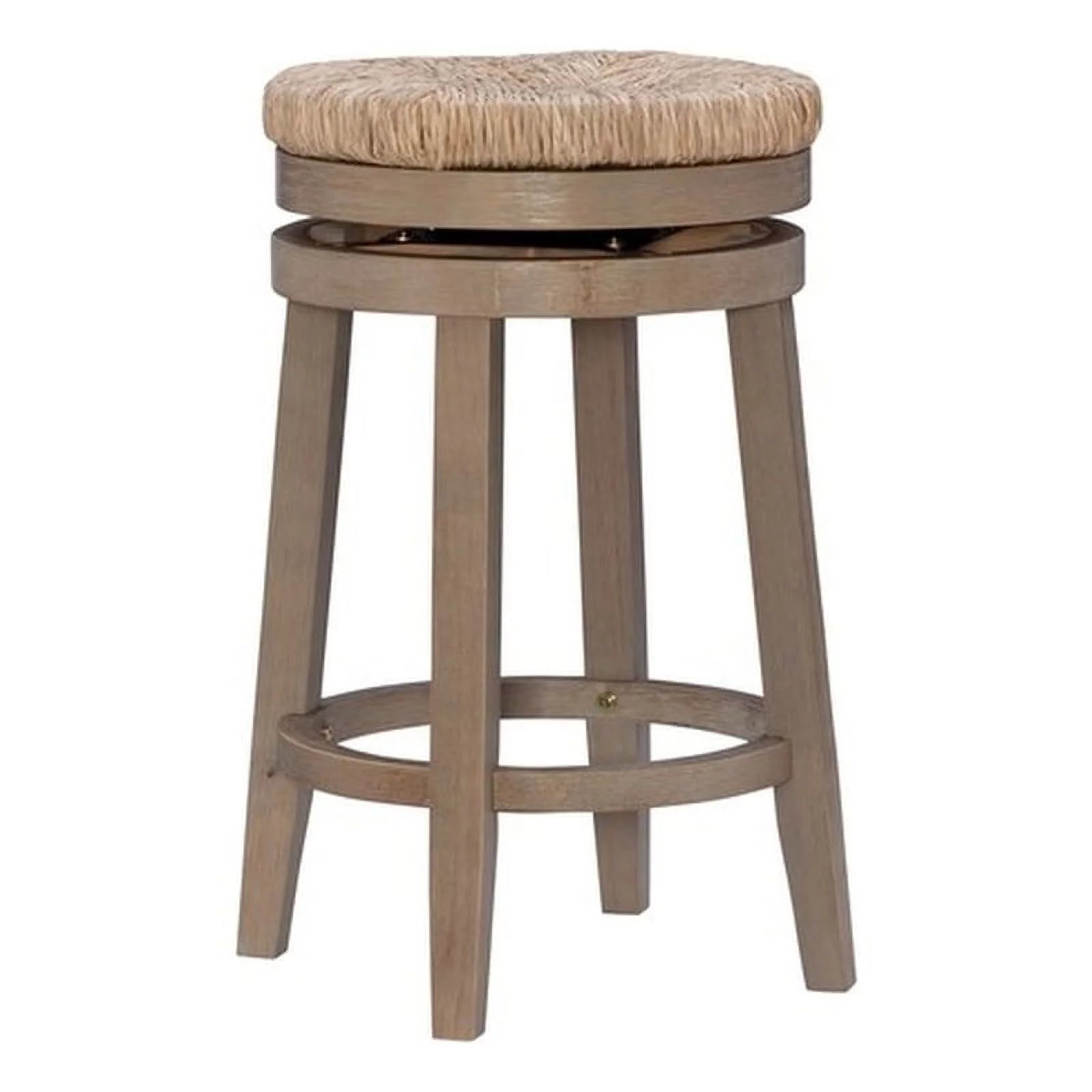 Linon Maya 25" Wood Swivel Seagrass Seat Counter Stool in Natural Brown