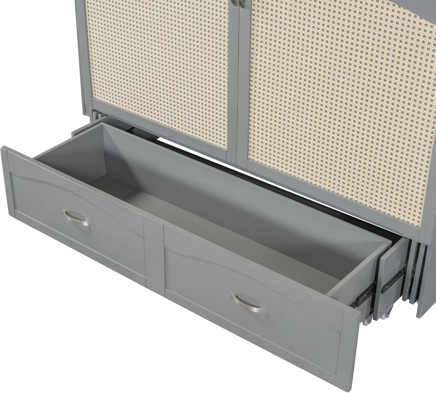 Queen Size Murphy Bed with Storage Drawer and USB Ports, Gray E170925