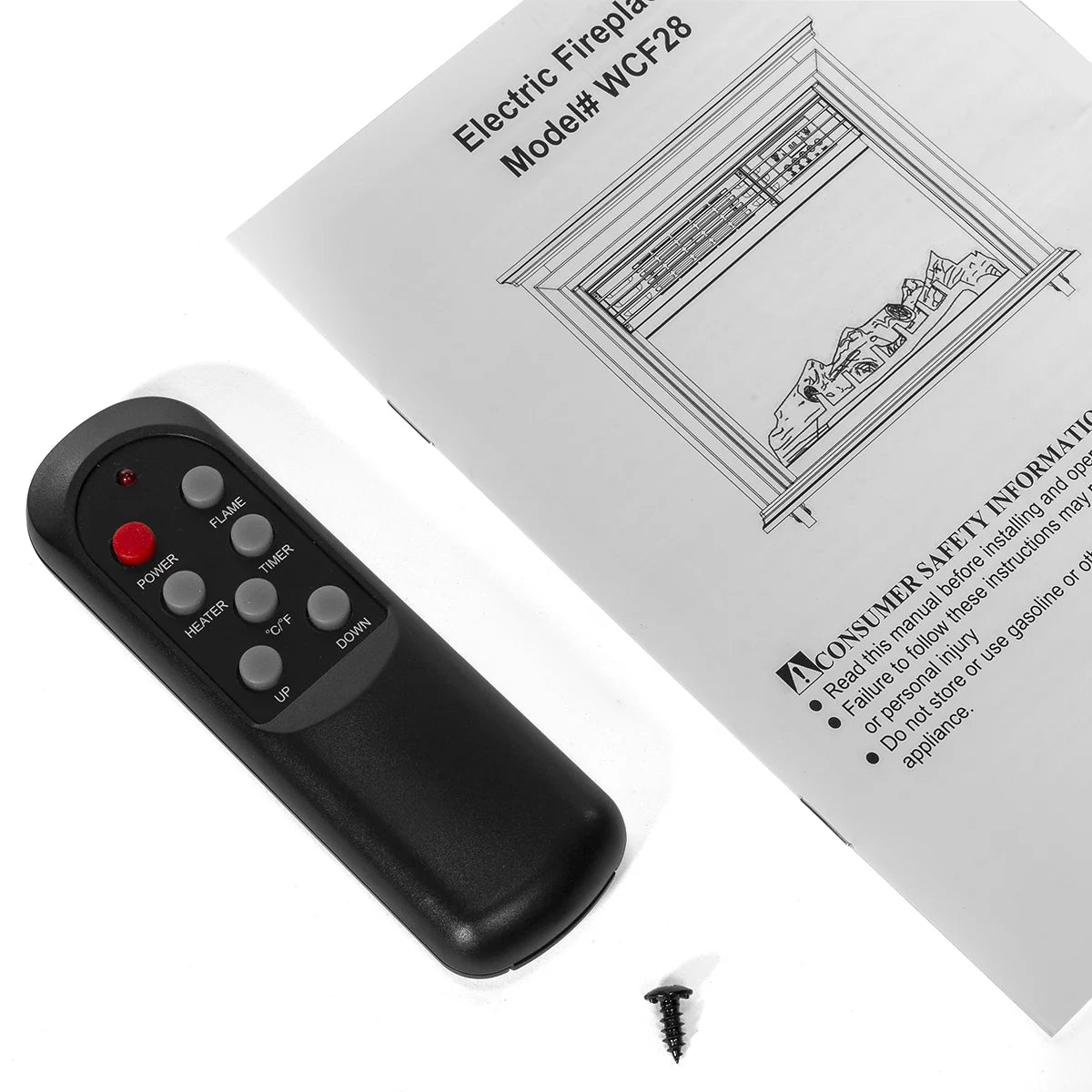 Electric Fireplace Heater with Remote and Timer, 1500W I47671