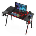 EE EUREKA ERGONOMIC gaming desk office desk Computer Desk home table 47 Inch desk with Mouse Pad Headset Hook Cup Holder Controller Stand, Black