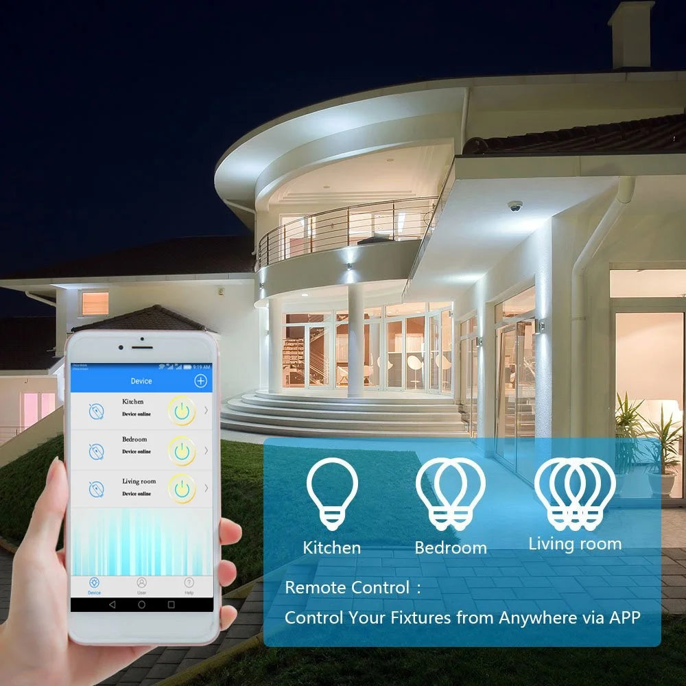 Smart Light Switch WiFi Wall Wireless 2-Gang with Remote Control and Timing Function E449633