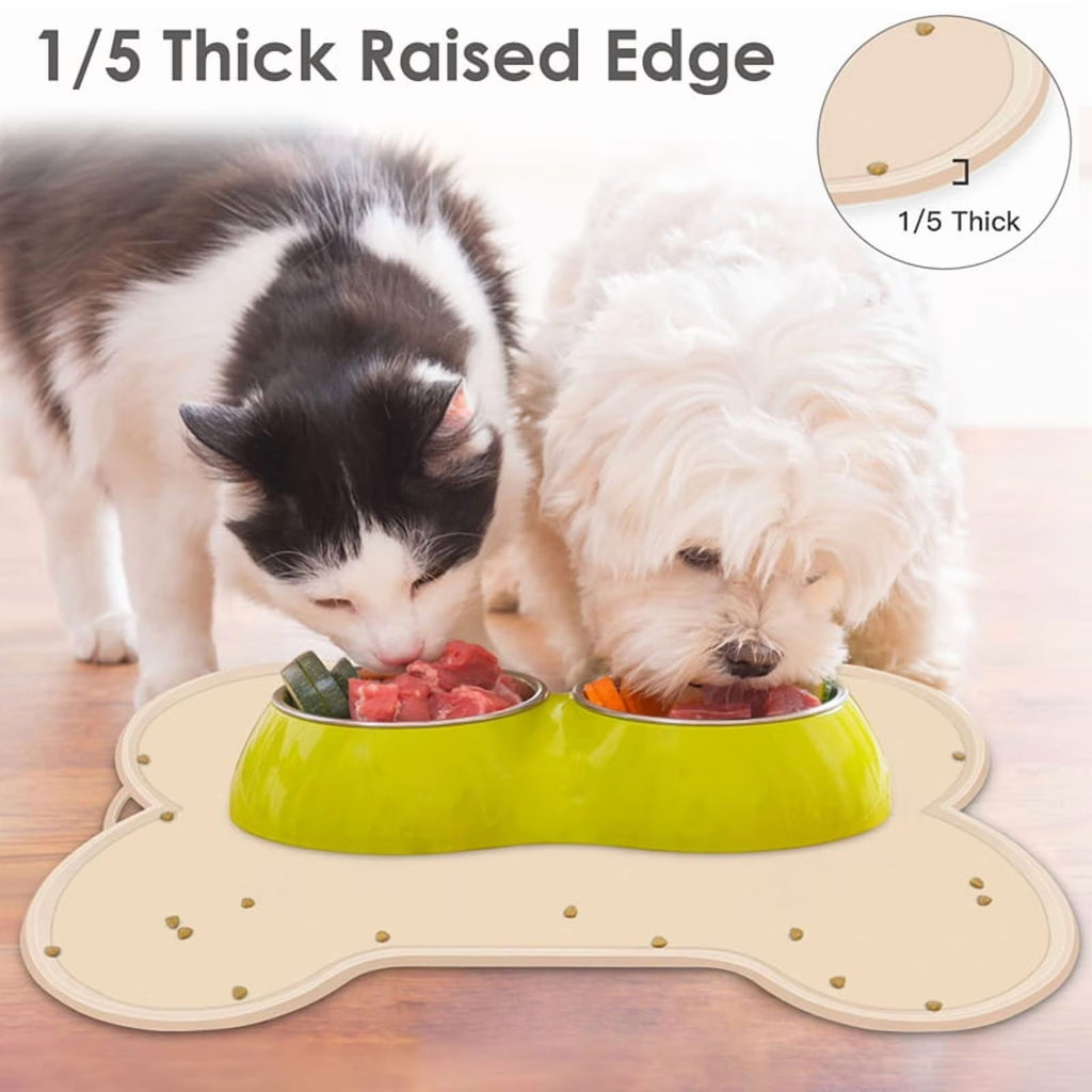 1 * Dog Cat Food Mat Large 22x16Inch-Beige