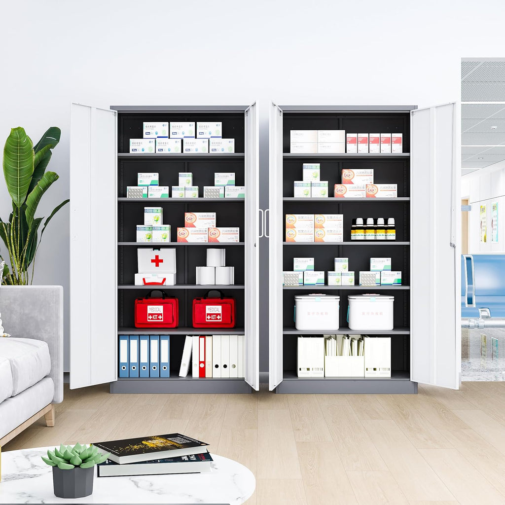Locking Steel File Cabinet with 2 Doors and 4 Shelves T636
