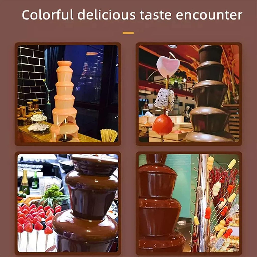 Chocolate Fondue Fountain Machine, 5-Tier Stainless Steel, Adjustable Temperature W58122