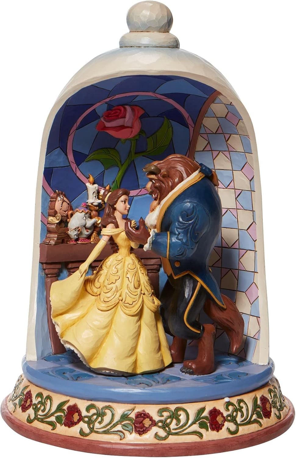 Enesco Disney Traditions by Jim Shore Beauty and The Beast Rose Dome Scene Figurine, 10.3 Inch, Multicolor
