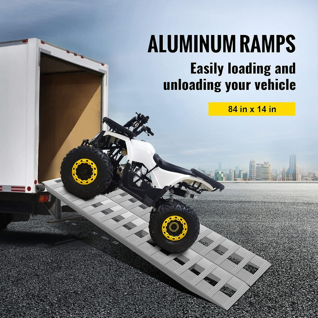 84x14 Inch Aluminum Ramps for Car Trailer Truck ATV, 6000LBS Capacity, 1 Pair F764120
