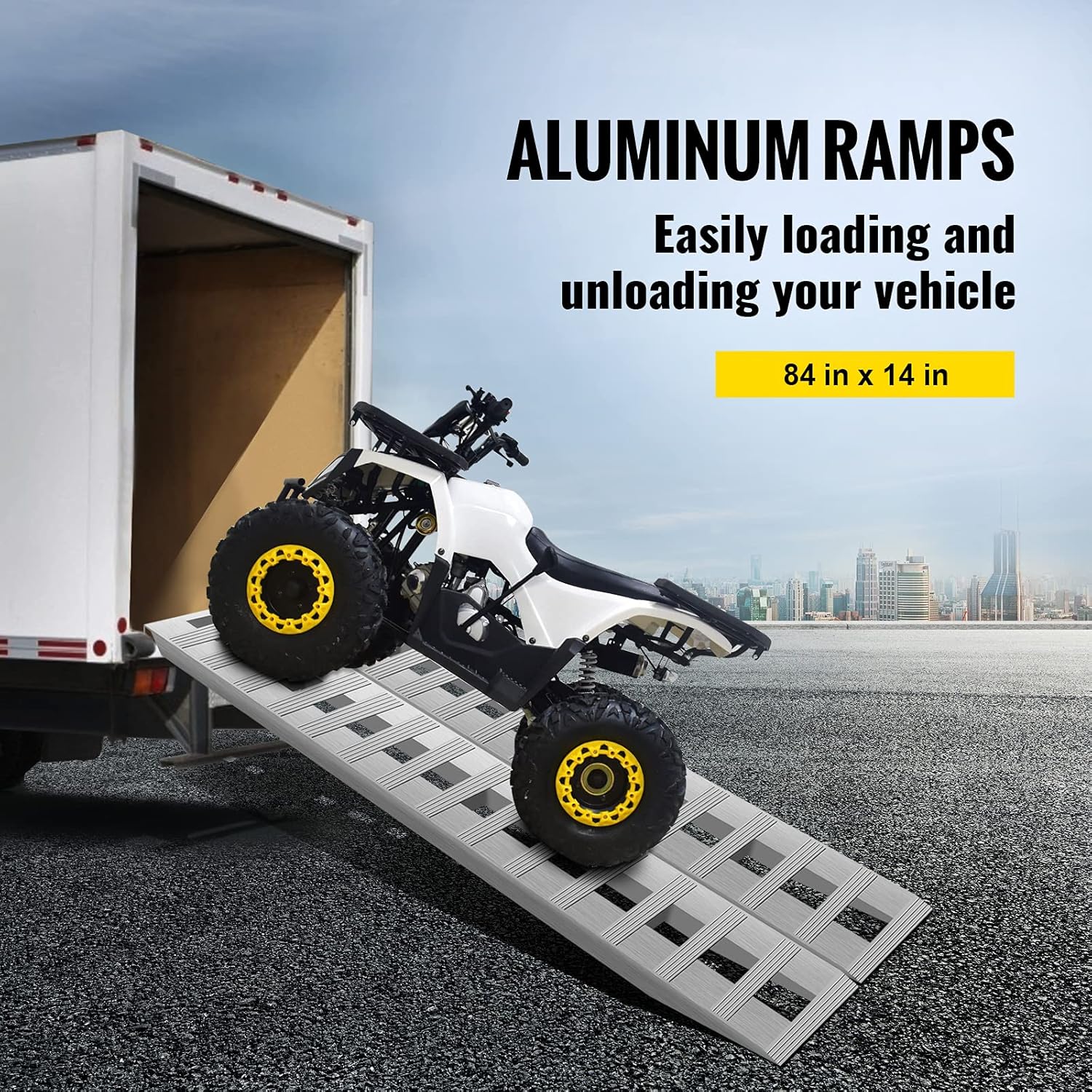 84x14 Inch Aluminum Ramps for Car Trailer Truck ATV, 6000LBS Capacity, 1 Pair F764120