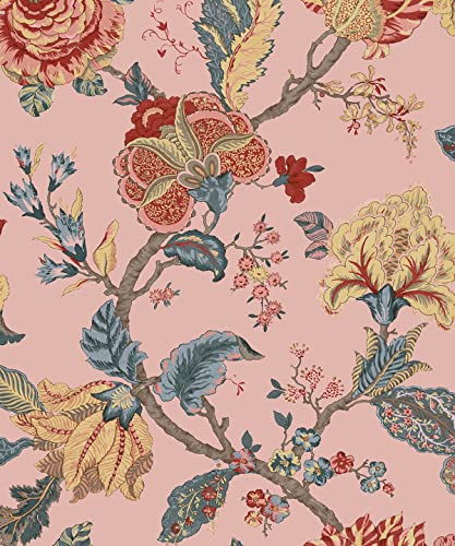 NextWall Kianna Jacobean Floral Peel and Stick Wallpaper (Victorian Jade)