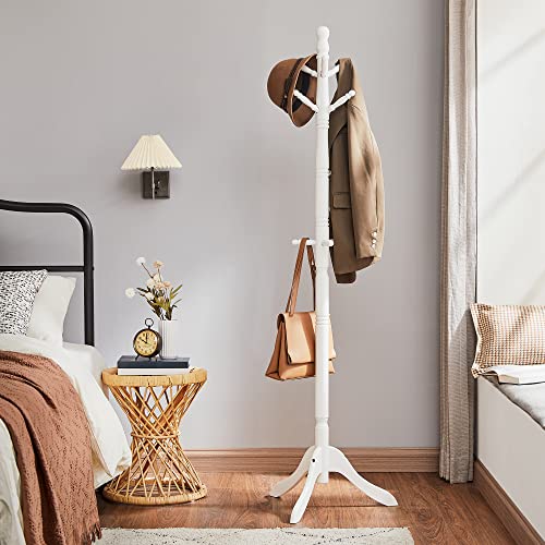 Solid Wood Coat Rack with 10 Hooks for Entryway and Hallway U802