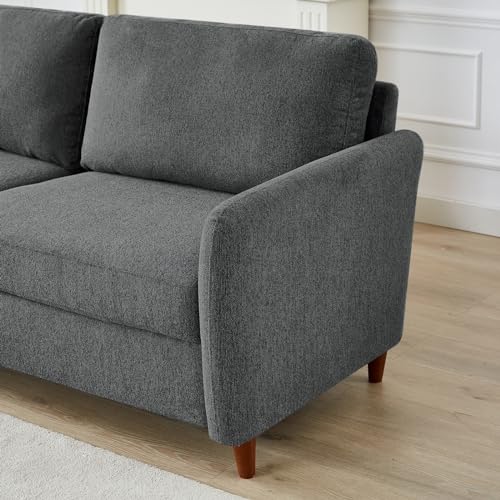 Linen Sofa Couch with Storage and 2 Pillows, 3-Seat, Dark Grey A76996
