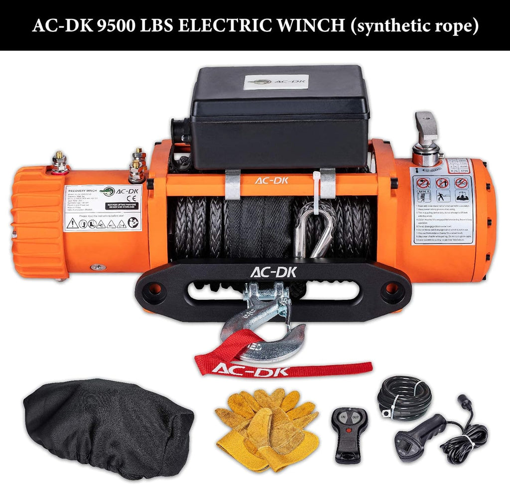 9500 lb Electric Winch Synthetic Rope Kit, 12V Waterproof IP67, Wireless Remote G5371