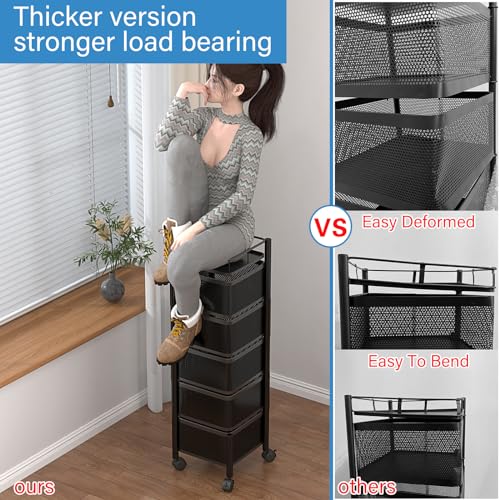 5 Tier Rolling Storage Cart with Wheels for Kitchen and Bathroom K950149