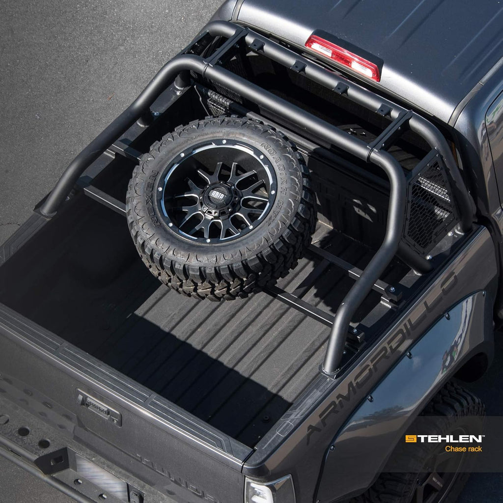 Chase Rack Truck Bed Roll Bar with Tire Carrier - Matte Black S301