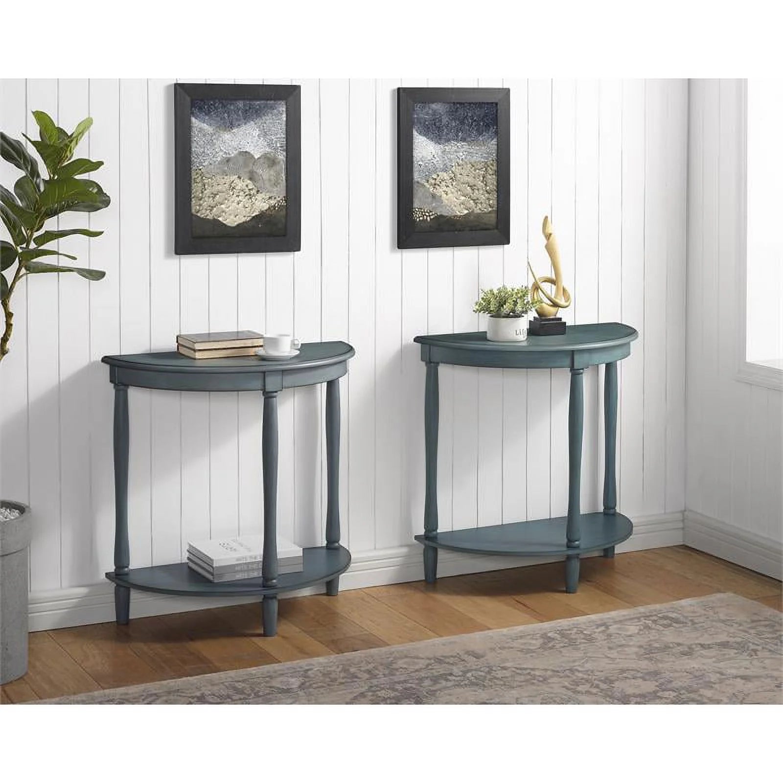 Transitional Wood 1-Shelf Console Table in Antique Green Z68110