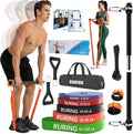 Resistance Bands Bar Set Portable Home Gym Equipment for Adults Strength Training for Chest Press Deadlift Squats Curl Full Body Workout Bands Pilates Bar Kit for Fitness Exercise(5 Resistance Bands)