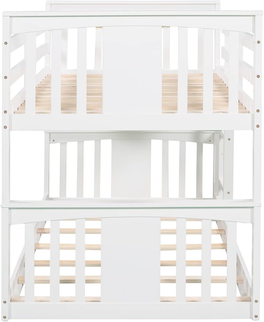 Twin over Twin Bunk Bed Frame for Kids Bedroom, White A95334